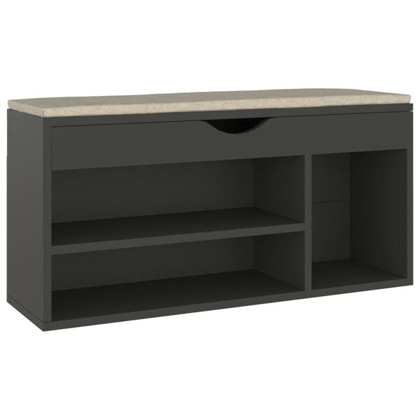 vidaXL Παπουτσοθήκη Γκρι 104 x 30 x 49 εκ. Επεξ. Ξύλο με Μαξιλάρι