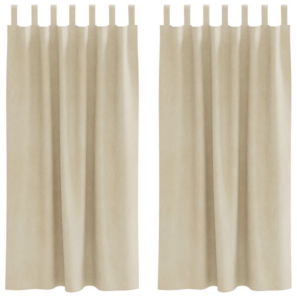 vidaXL Κουρτίνες με κουρτίνες 2 pcs Κρεμ 140 x 175 cm Βελούδο