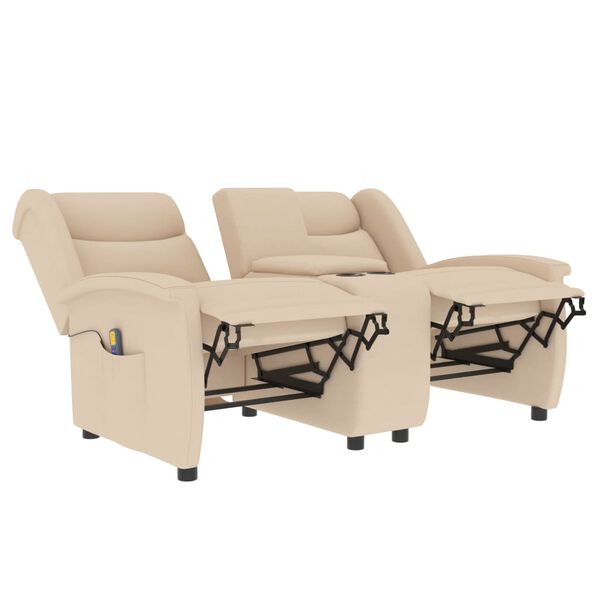 vidaXL Πολυθρόνα Μασάζ Διθέσια & Ποτηροθήκη Κρεμ
