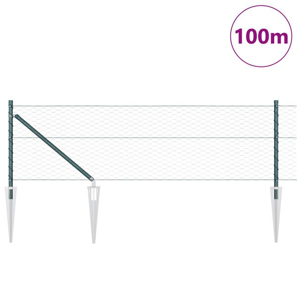 vidaXL Εξαγωνικός Φράκτης Πράσινος 0.6x100 m Χάλυβας