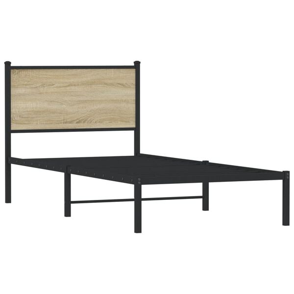 vidaXL Σκελετός Κρεβ. Χωρίς Στρώμα Sonoma Δρυς 90x200 εκ. Μεταλλικό