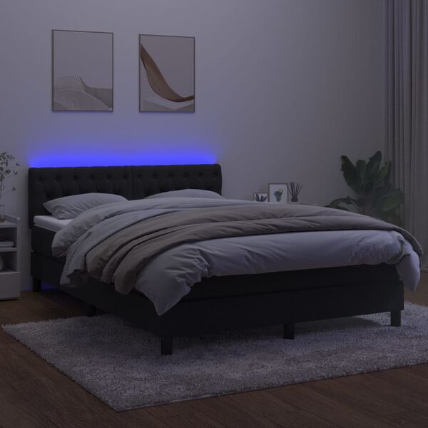 vidaXL &Kappa;&rho;&epsilon;&beta;ά&tau;&iota; Boxspring &mu;&epsilon; &Sigma;&tau;&rho;ώ&mu;&alpha; & LED &Mu;&alpha;ύ&rho;&omicron; 140x190 &epsilon;&kappa;. &Beta;&epsilon;&lambda;&omicron;ύ&delta;&iota;&nu;&omicron;