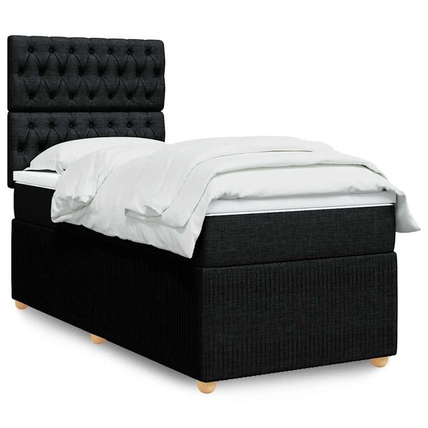 vidaXL &Kappa;&rho;&epsilon;&beta;ά&tau;&iota; Boxspring &mu;&epsilon; &Sigma;&tau;&rho;ώ&mu;&alpha; &Mu;&alpha;ύ&rho;&omicron; 80 x 200 &epsilon;&kappa;. &Upsilon;&phi;&alpha;&sigma;&mu;ά&tau;&iota;&nu;&omicron;