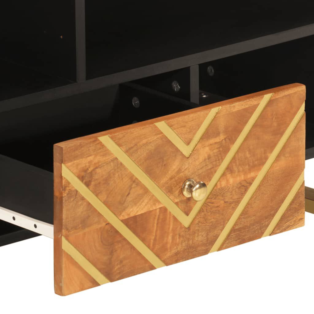 vidaXL Έπιπλο Τηλεόρασης Καφέ/Μαύρο 100x33,5x46 εκ. Μασίφ Ξύλο Μάνγκο
