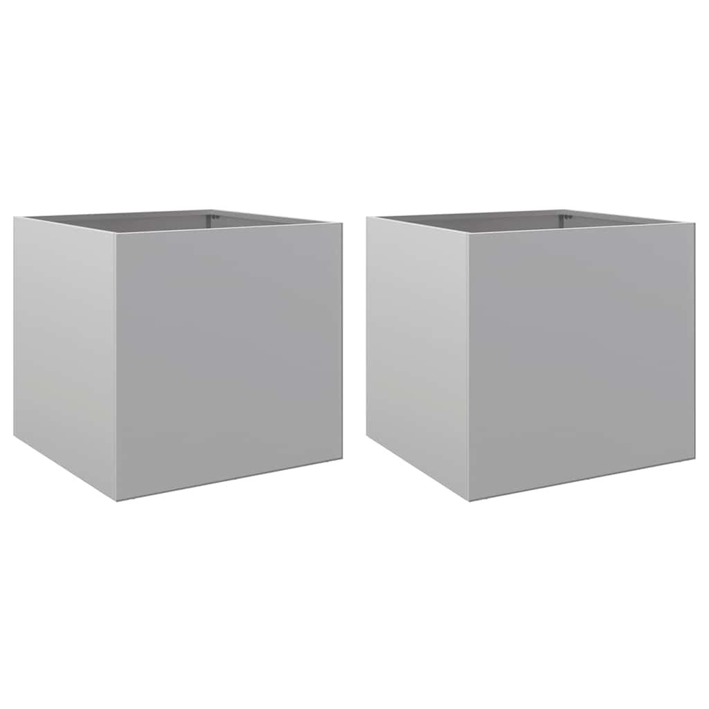 vidaXL Ζαρντινιέρες 2 τεμ. Ασημί 49x47x46 εκ. Γαλβανισμένο Χάλυβα