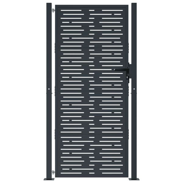 vidaXL Πύλη Κήπου Ανθρακί Τετράγωνο Σχέδιο 105 x 180 εκ. Ατσάλινη