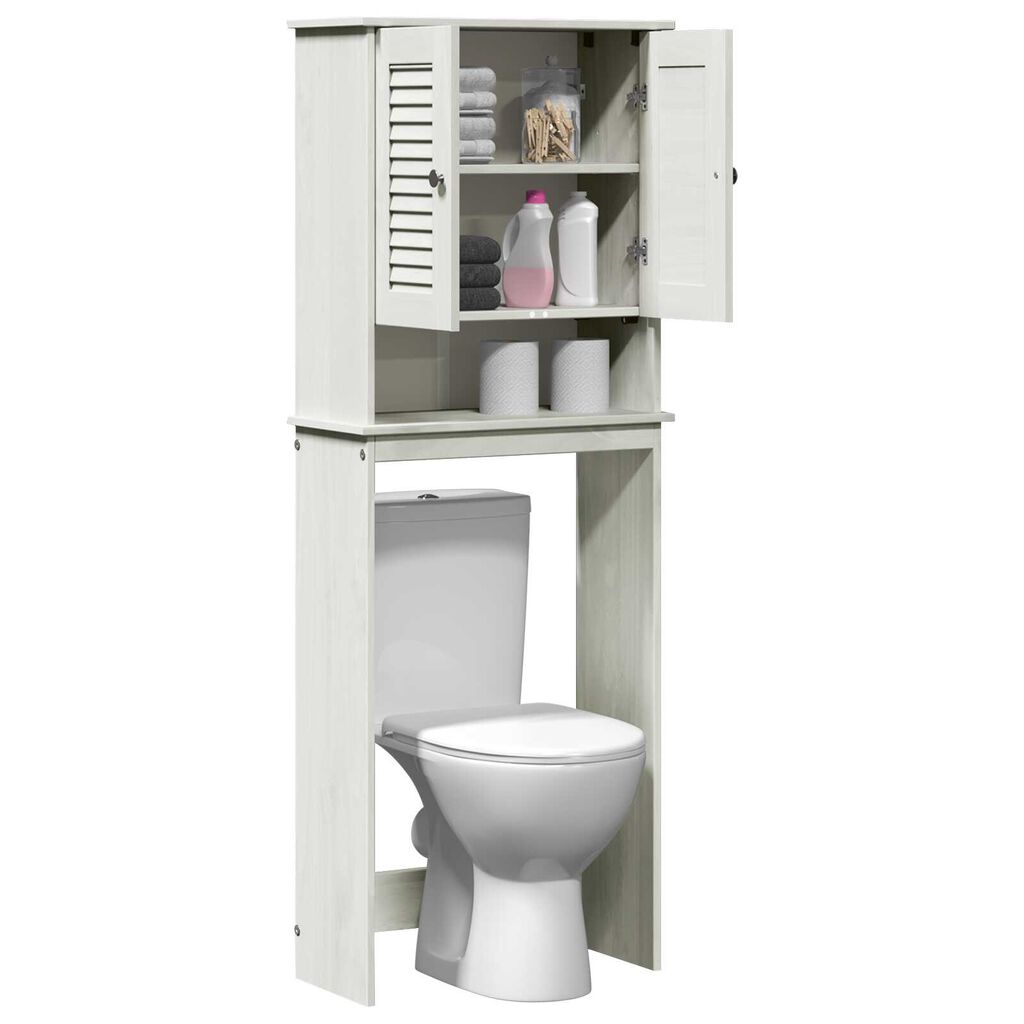 vidaXL Ντουλάπα τουαλέτας Λευκό 60 x 27 x 161 εκ Μασίφ ξύλο πεύκου
