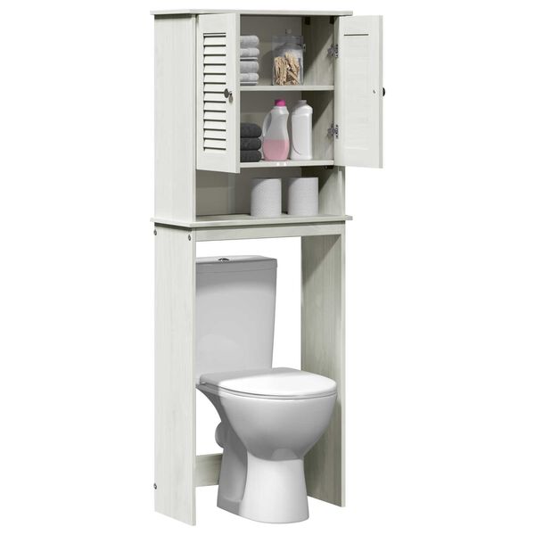 vidaXL Ντουλάπα τουαλέτας Λευκό 60 x 27 x 161 εκ Μασίφ ξύλο πεύκου