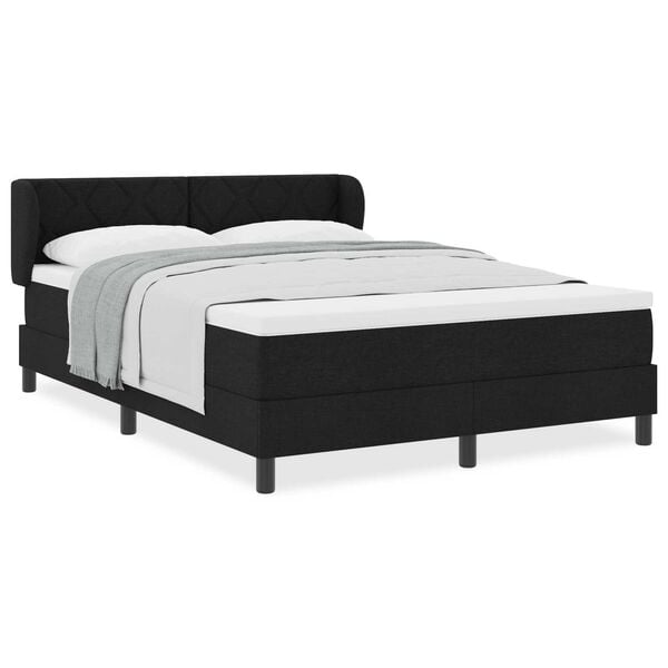 vidaXL Κρεβάτι box spring με στρώμα Μαύρο 140 x 200 cm ύφασμα