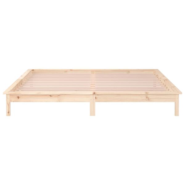 vidaXL Πλαίσιο Κρεβατιού με LED 150 x 200 εκ. King Size Μασίφ Ξύλο