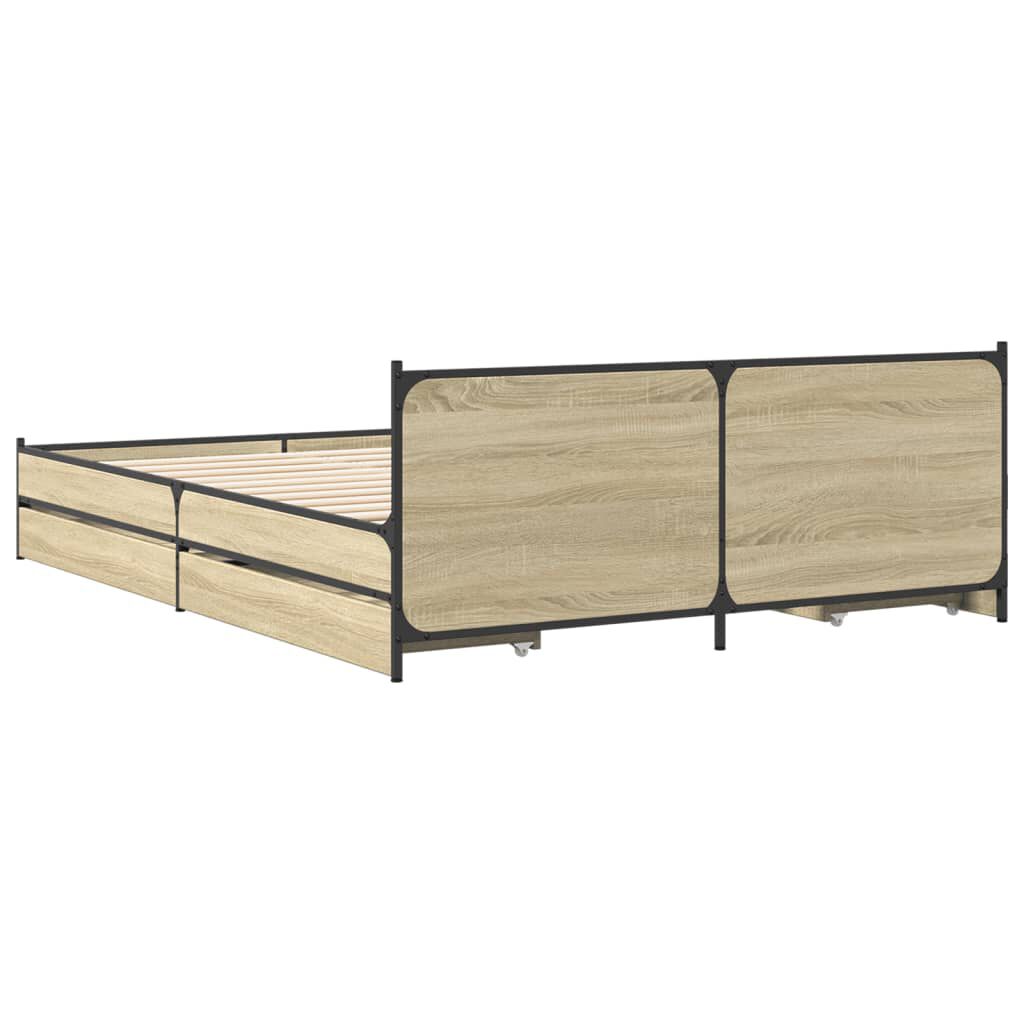 vidaXL Πλαίσιο Κρεβατιού με συρτάρια Sonoma Δρυς 120x190εκ. Επεξ. Ξύλο