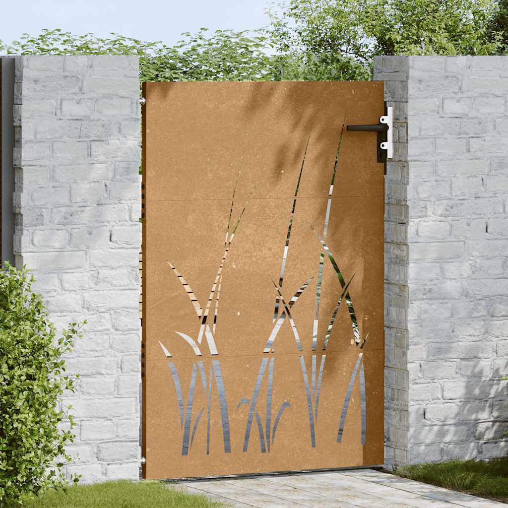 vidaXL Πύλη Κήπου με Σχέδιο Γρασίδι 85 x 125 εκ. από Ατσάλι Corten