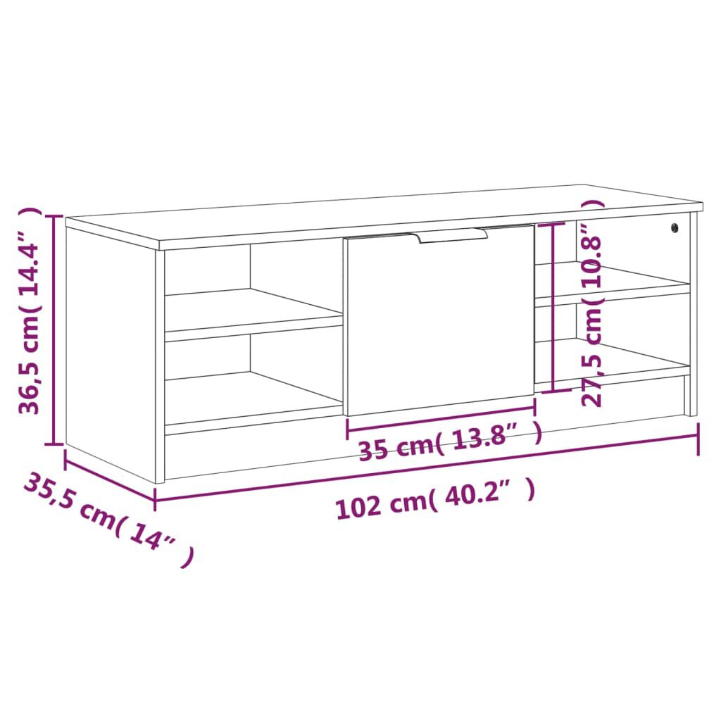 vidaXL Έπιπλο Τηλεόρασης Καφέ Δρυς 102 x 35,5 x 36,5 εκ. Επεξεργ. Ξύλο