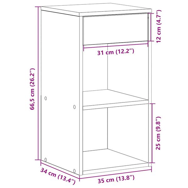 vidaXL Κομοδίνο με συρτάρι Λευκό 35x34x66,5 cm
