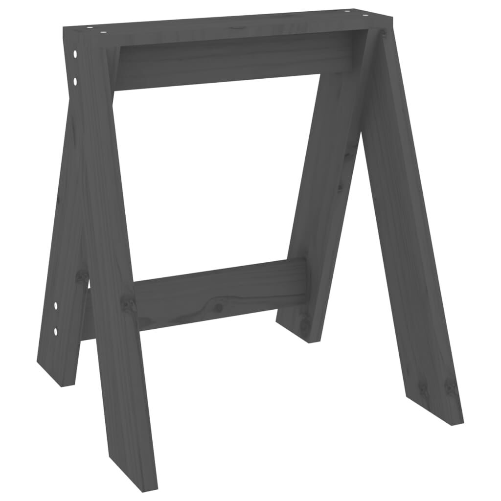 vidaXL Σκαμπό 2 Τεμ. Γκρι 40x40x45 εκ. από Μασίφ Ξύλο Πεύκου