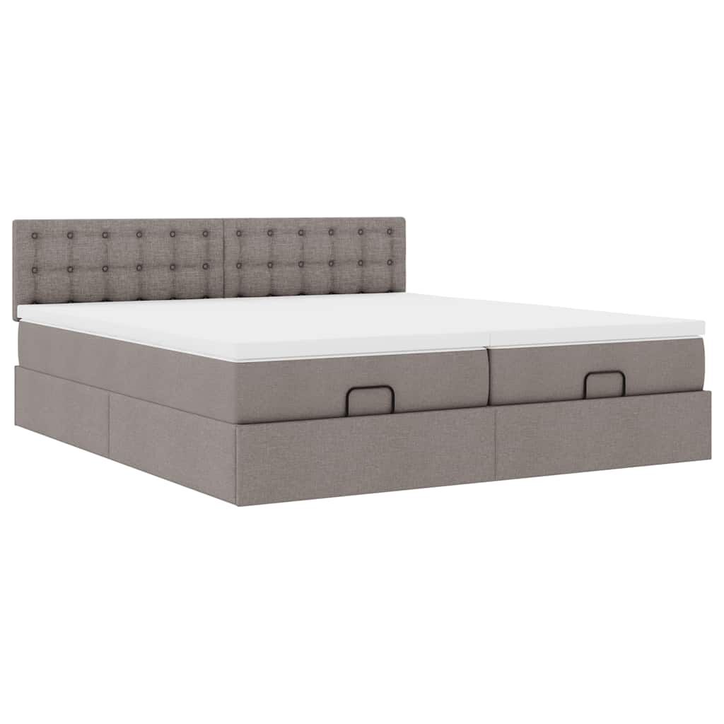 vidaXL Οθωμανικό κρεβάτι με στρώματα Taupe 200x200cm ύφασμα