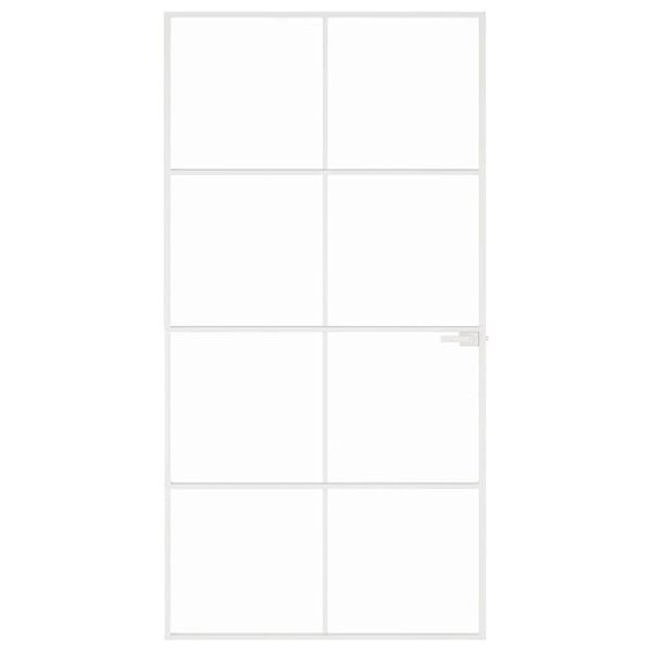 vidaXL Εσωτερική Πόρτα Λευκή 102x201,5εκ. Ψημένο Γυαλί&Λεπτό Αλουμίνιο