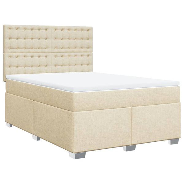 vidaXL &Kappa;&rho;&epsilon;&beta;ά&tau;&iota; Boxspring &mu;&epsilon; &Sigma;&tau;&rho;ώ&mu;&alpha; &Kappa;&rho;&epsilon;&mu; 140x200 &epsilon;&kappa;. &Upsilon;&phi;&alpha;&sigma;&mu;ά&tau;&iota;&nu;&omicron;