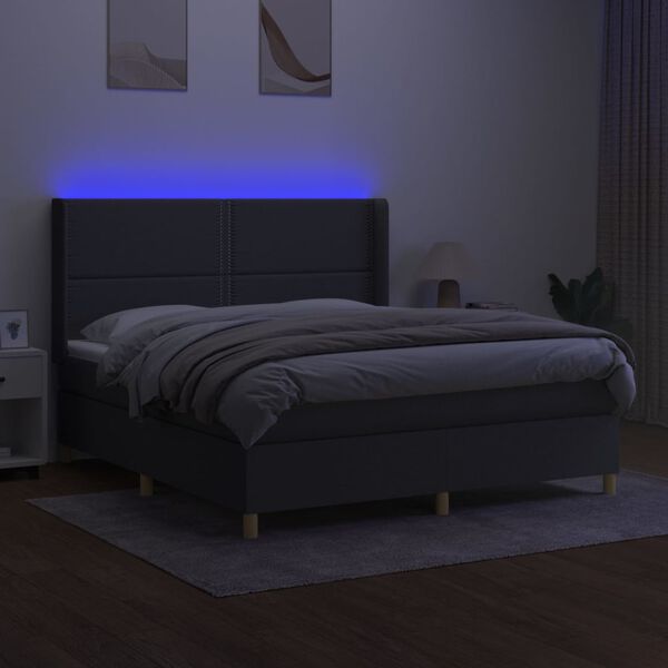 vidaXL &Kappa;&rho;&epsilon;&beta;ά&tau;&iota; Boxspring &mu;&epsilon; &Sigma;&tau;&rho;ώ&mu;&alpha; & LED &Sigma;&kappa;.&Gamma;&kappa;&rho;&iota; 160x200 &epsilon;&kappa; &Upsilon;&phi;&alpha;&sigma;&mu;ά&tau;&iota;&nu;&omicron;