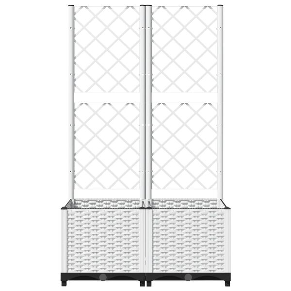 vidaXL Ζαρντινιέρα Κήπου με Καφασωτό Λευκή 80x40x136εκ. Πολυπροπυλένιο