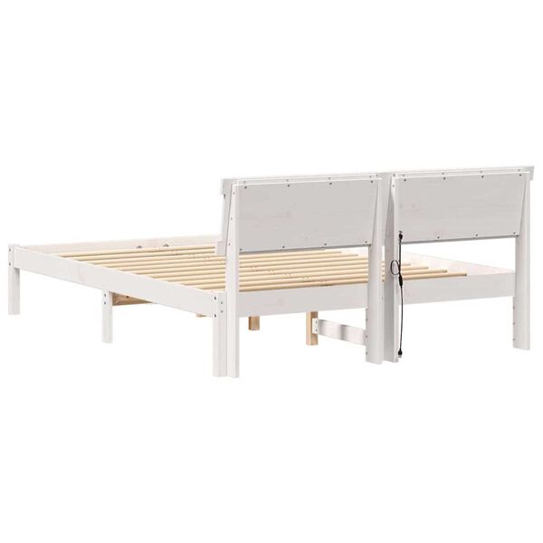 vidaXL Σκελετός Κρεβατιού Λευκό 140 x 190 cm Μασίφ ξύλο πεύκου