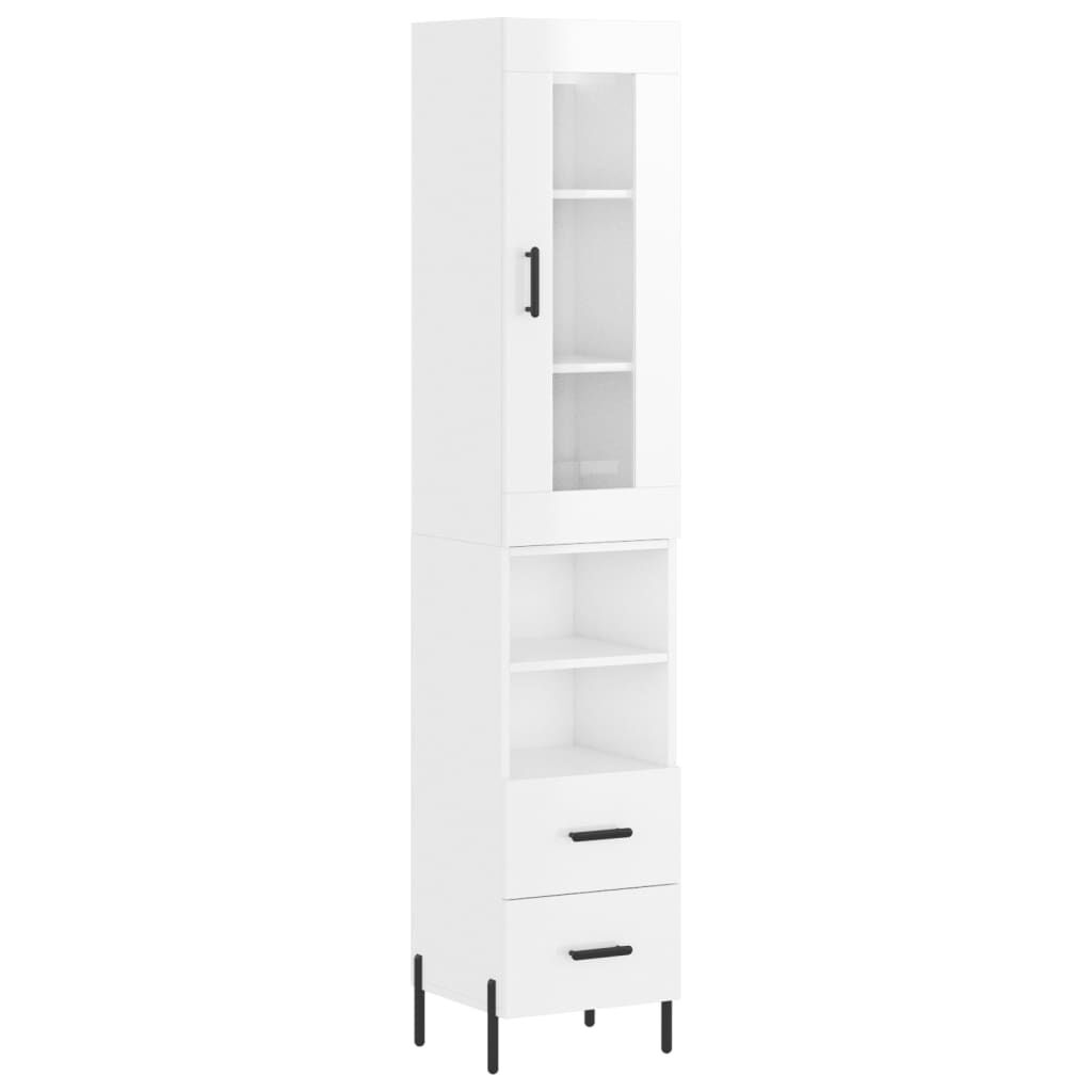 vidaXL Ντουλάπι Γυαλ. Λευκό 34,5 x 34 x 180 εκ. από Επεξεργασμένο Ξύλο