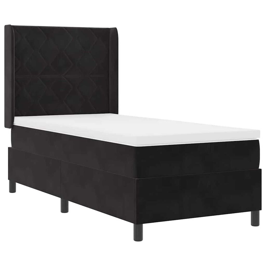 vidaXL Κρεβάτι Box Spring LED με Στρώμα Μαύρο 90 x 190 cm Βελούδο
