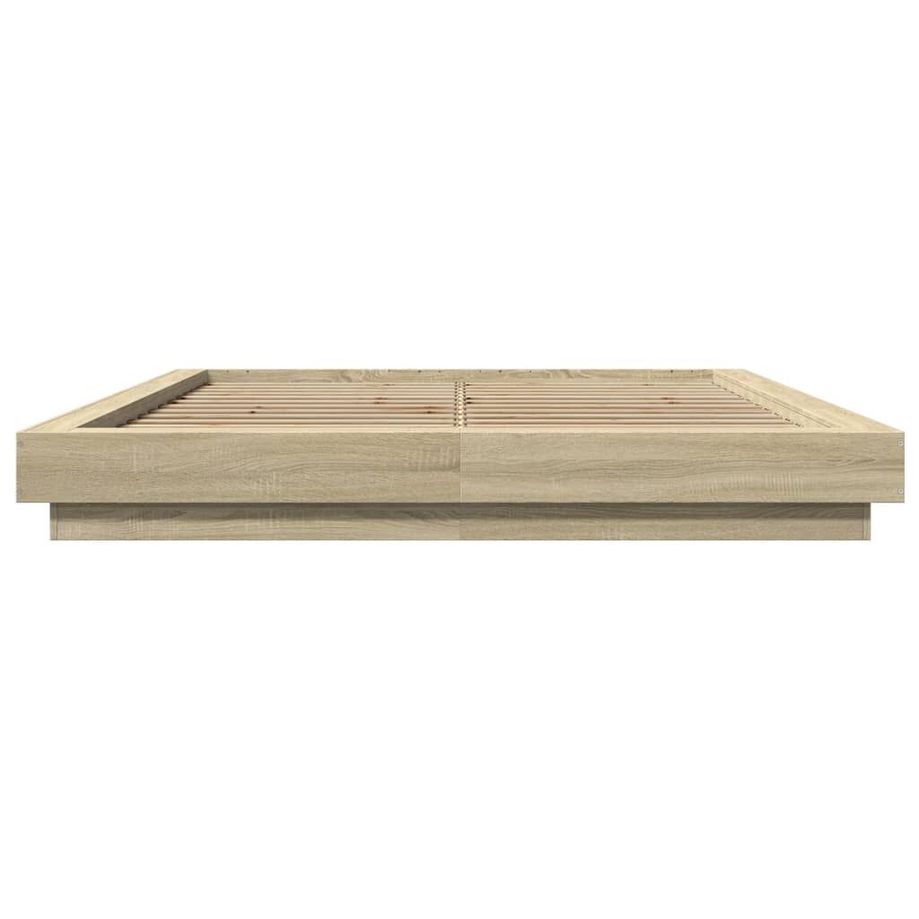 vidaXL Πλαίσιο Κρεβατιού με LED Sonoma Δρυς 160x200εκ. Επεξ. Ξύλο