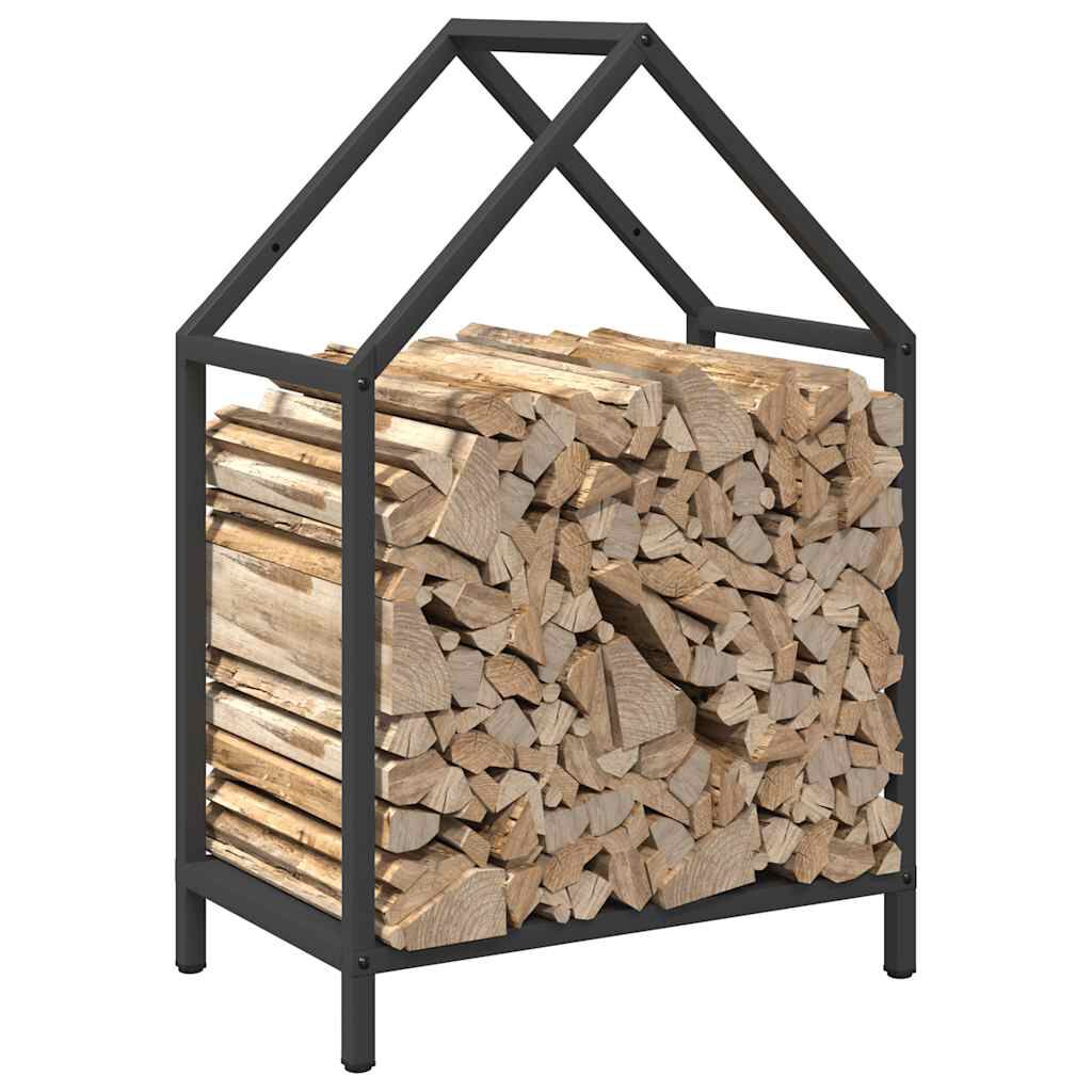 vidaXL Ράφι για καυσόξυλα Μαύρο 40x25x60 εκ. Ατσάλι ψυχρής έλασης
