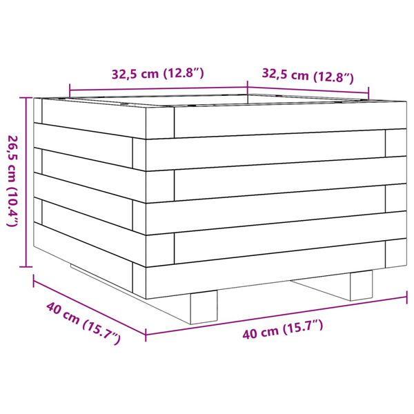 vidaXL Ζαρντινιέρα Κήπου 40x40x26,5 εκ από Μασίφ Ξύλο Πεύκου