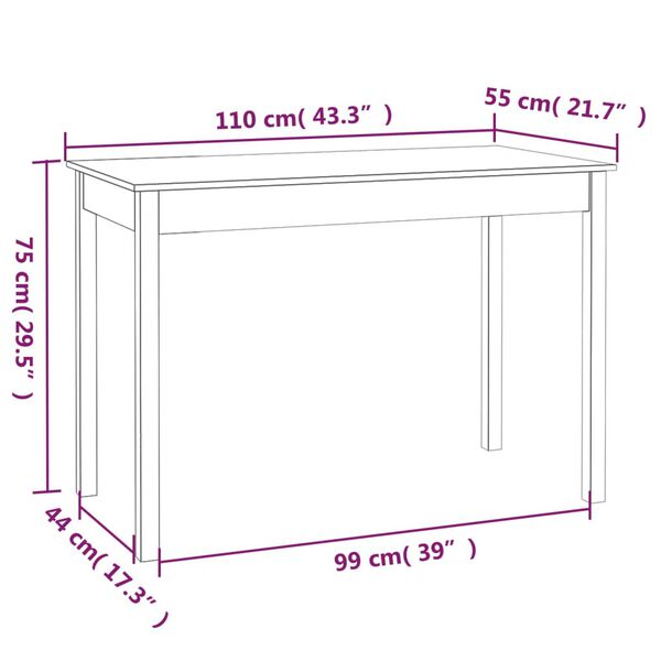 vidaXL Τραπεζαρία Λευκή 110 x 55 x 75 εκ. από Μασίφ Ξύλο Πεύκου