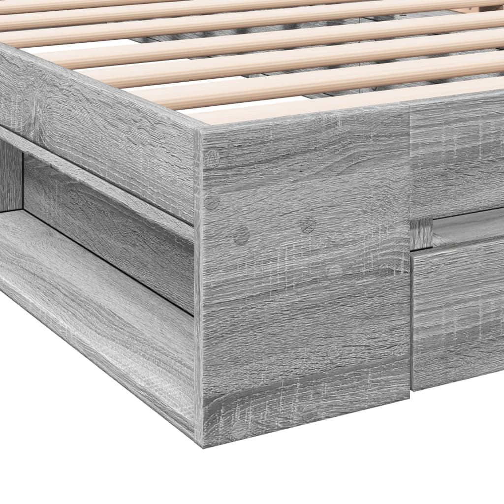 vidaXL Πλαίσιο Κρεβατιού με συρτάρια Γκρι sonoma 90x200εκ. Επεξ. Ξύλο