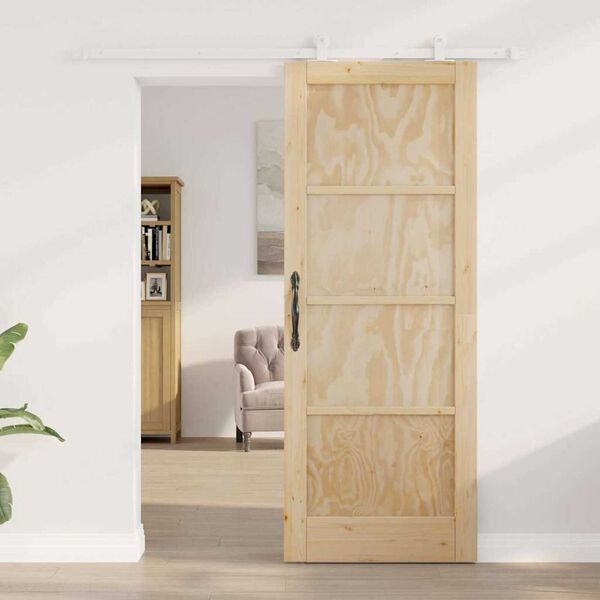 vidaXL Σετ Συρόμενης Πόρτας Φυσικό και λευκό 78 x 202 εκ.