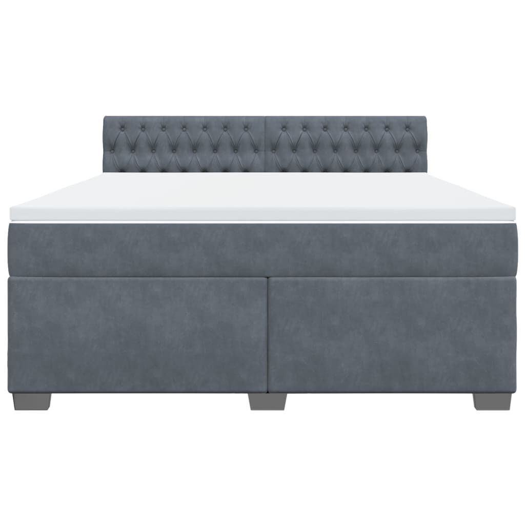 vidaXL Κρεβάτι Boxspring με Στρώμα Σκούρο Γκρι 180x200 εκ. Βελούδινο