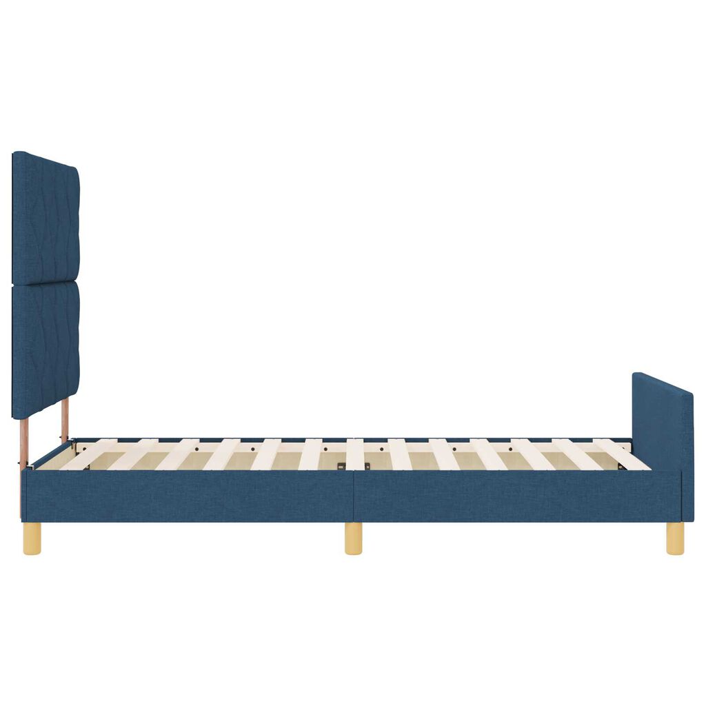 vidaXL Σκελετός Κρεβατιού με κεφαλάρι Μπλε 90 x 200 cm ύφασμα