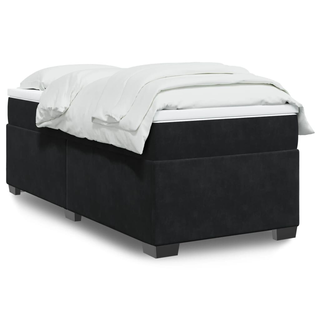 vidaXL Κρεβάτι Boxspring με Στρώμα Μαύρο 100x200 εκ. Βελούδινο