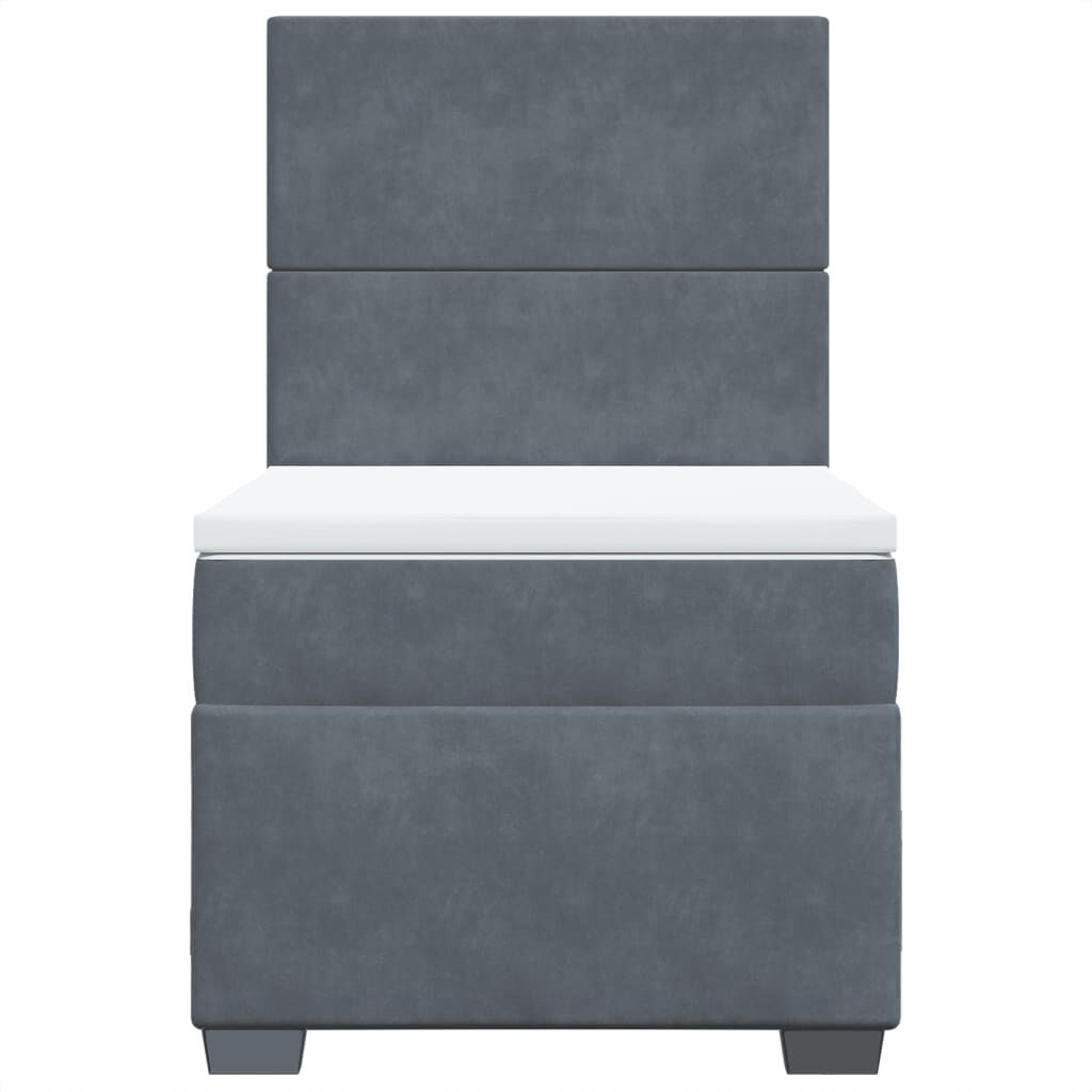 vidaXL Κρεβάτι Boxspring με Στρώμα Σκούρο Γκρι 90x200 εκ. Βελούδινο