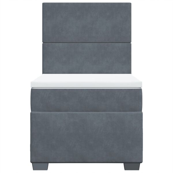 vidaXL Κρεβάτι Boxspring με Στρώμα Σκούρο Γκρι 90x200 εκ. Βελούδινο