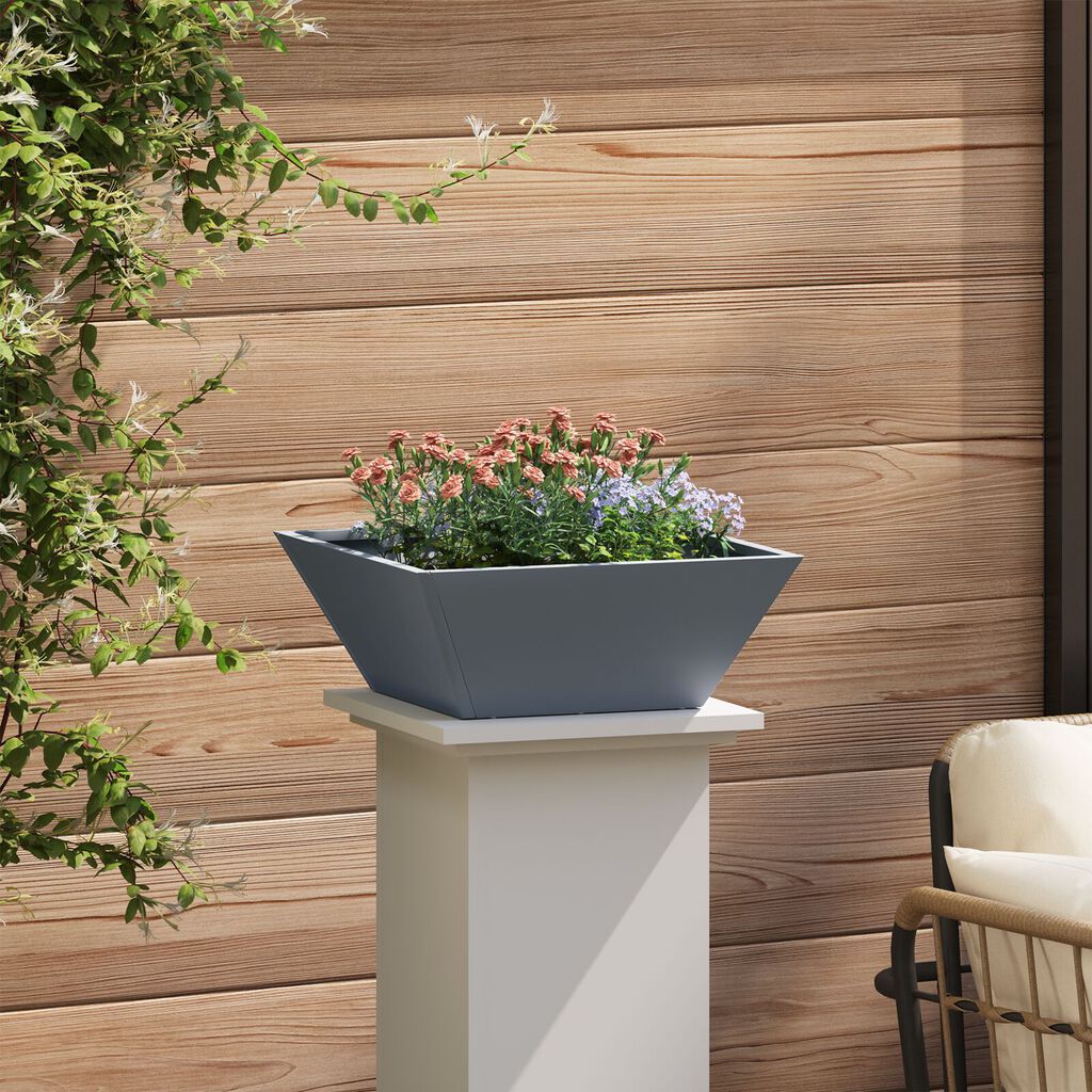 vidaXL Πλαστική Γλάστρα Ανθρακί Πλαστική 40 x 40 x 15 cm