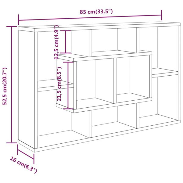 vidaXL Ραφιέρα Τοίχου Γκρι Sonoma 85x16x52,5 εκ. Επεξεργασμένο Ξύλο