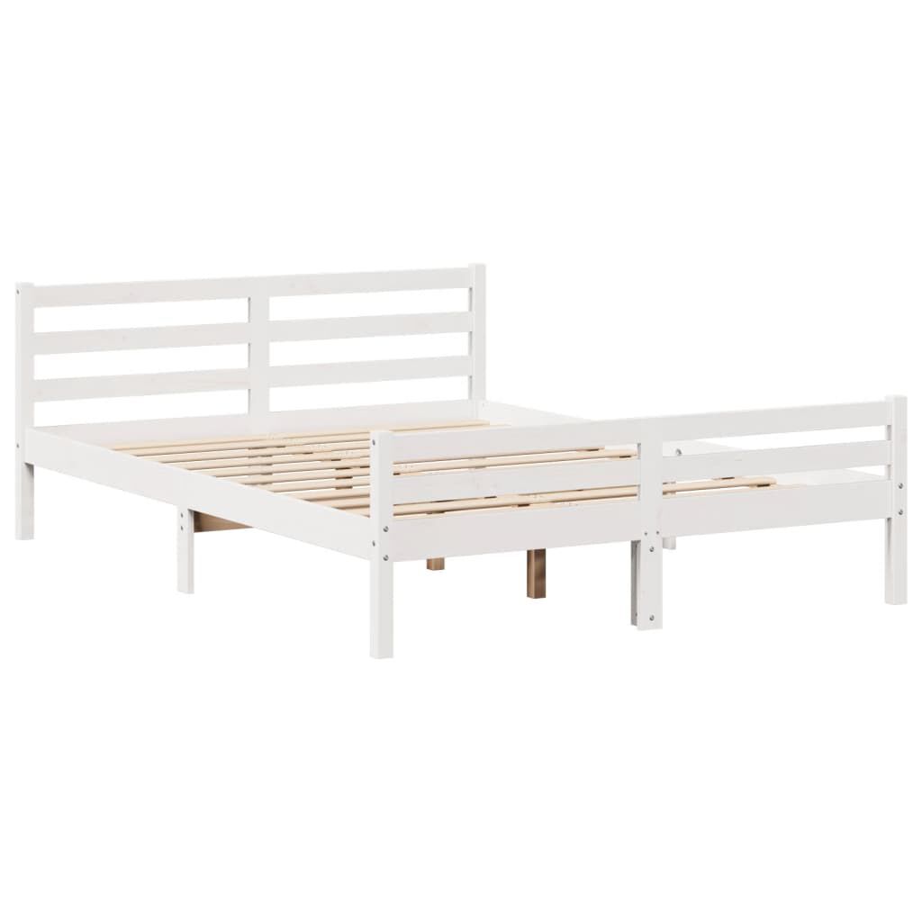 vidaXL Κρεβάτι Βιβλιοθήκη Χωρίς Στρώμα Λευκό 135x190 εκ Μασίφ Πεύκο