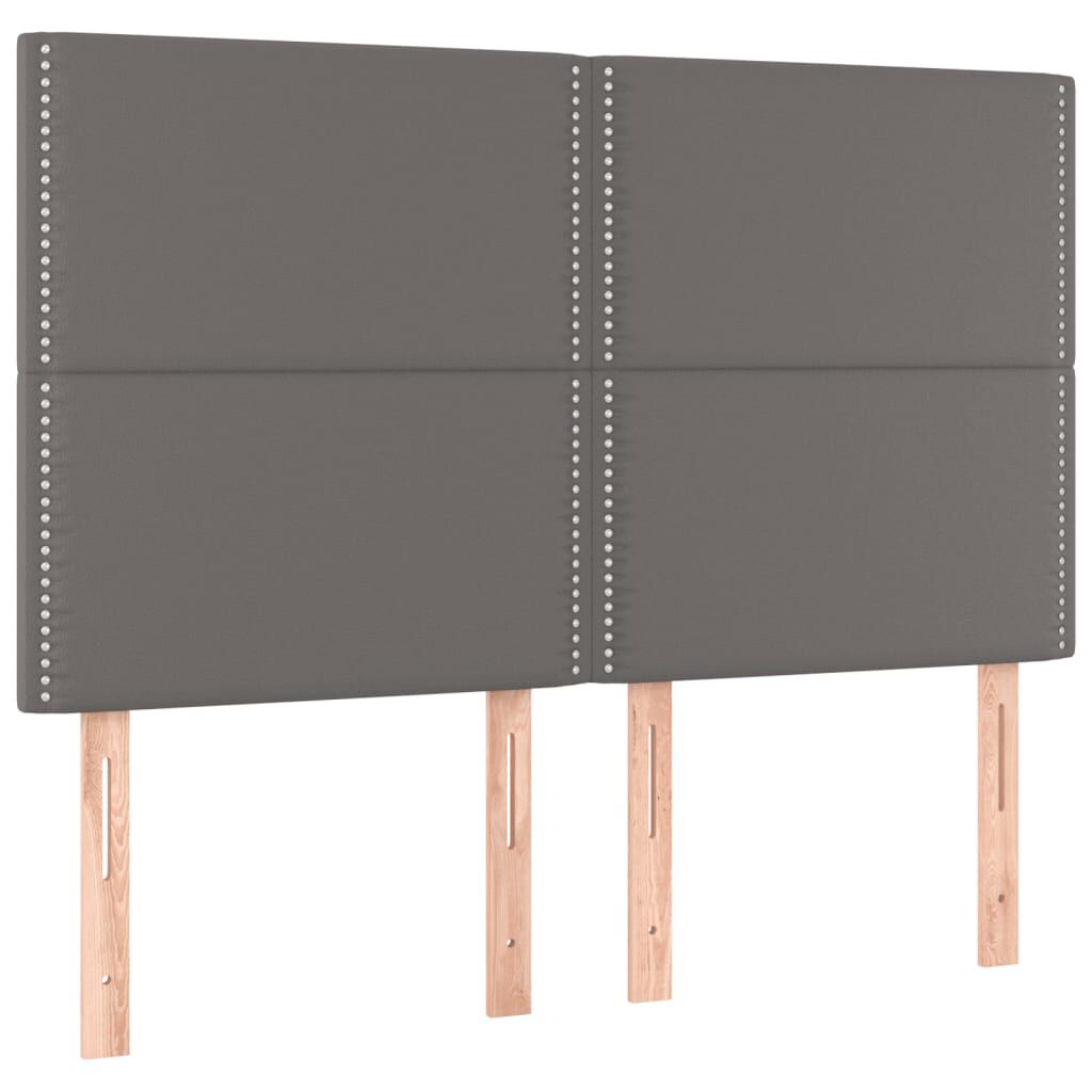 vidaXL Κρεβάτι Boxspring με Στρώμα Γκρι 140x190εκ. από Συνθετικό Δέρμα
