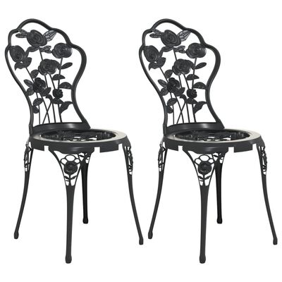 vidaXL Καρέκλες Bistro 2 τεμ. Μαύρες από Χυτό Αλουμίνιο