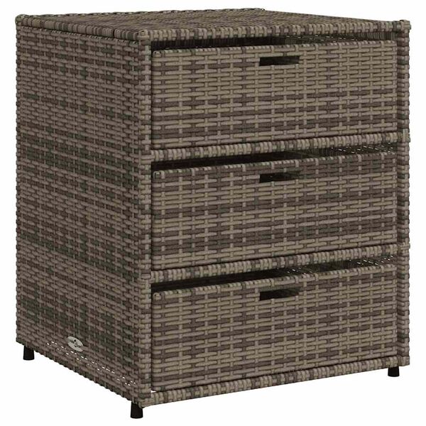 vidaXL Ντουλάπι Αποθήκευσης Κήπου Γκρι 55x59x69 εκ. Συνθετικό Ρατάν