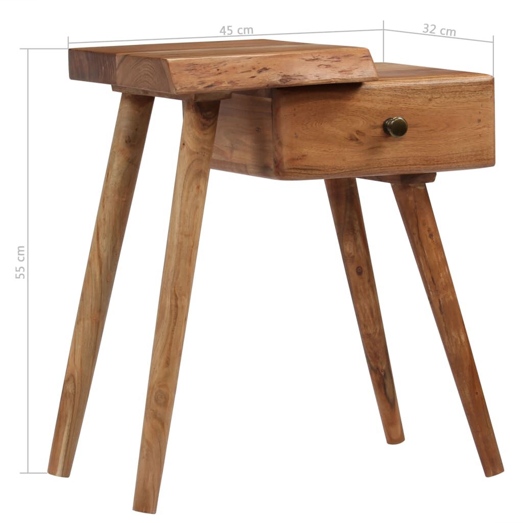 vidaXL Κομοδίνo 45 x 32 x 55 εκ. από Μασίφ Ξύλο Ακακίας
