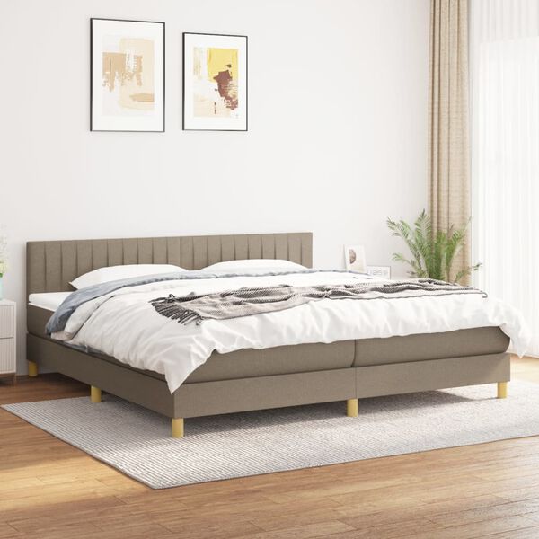 vidaXL &Kappa;&rho;&epsilon;&beta;ά&tau;&iota; Boxspring &mu;&epsilon; &Sigma;&tau;&rho;ώ&mu;&alpha; Taupe 200x200 &epsilon;&kappa;. &Upsilon;&phi;&alpha;&sigma;&mu;ά&tau;&iota;&nu;&omicron;
