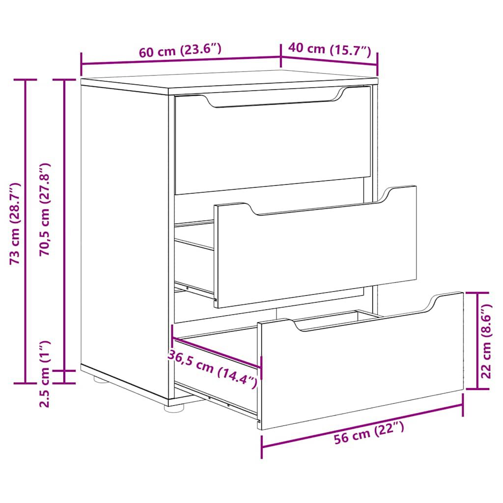 vidaXL Μπουφές VISNES Μπετόν Γκρι 60x40x73 cm Επεξεργασμένο ξύλο