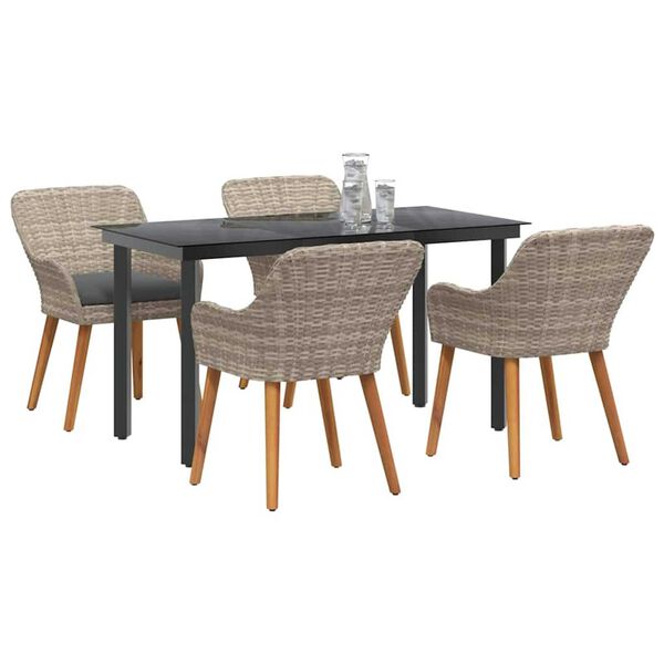 vidaXL Σετ τραπεζαρίας 5 pcs Ανοιχτό γκρι Πολυ ράταν