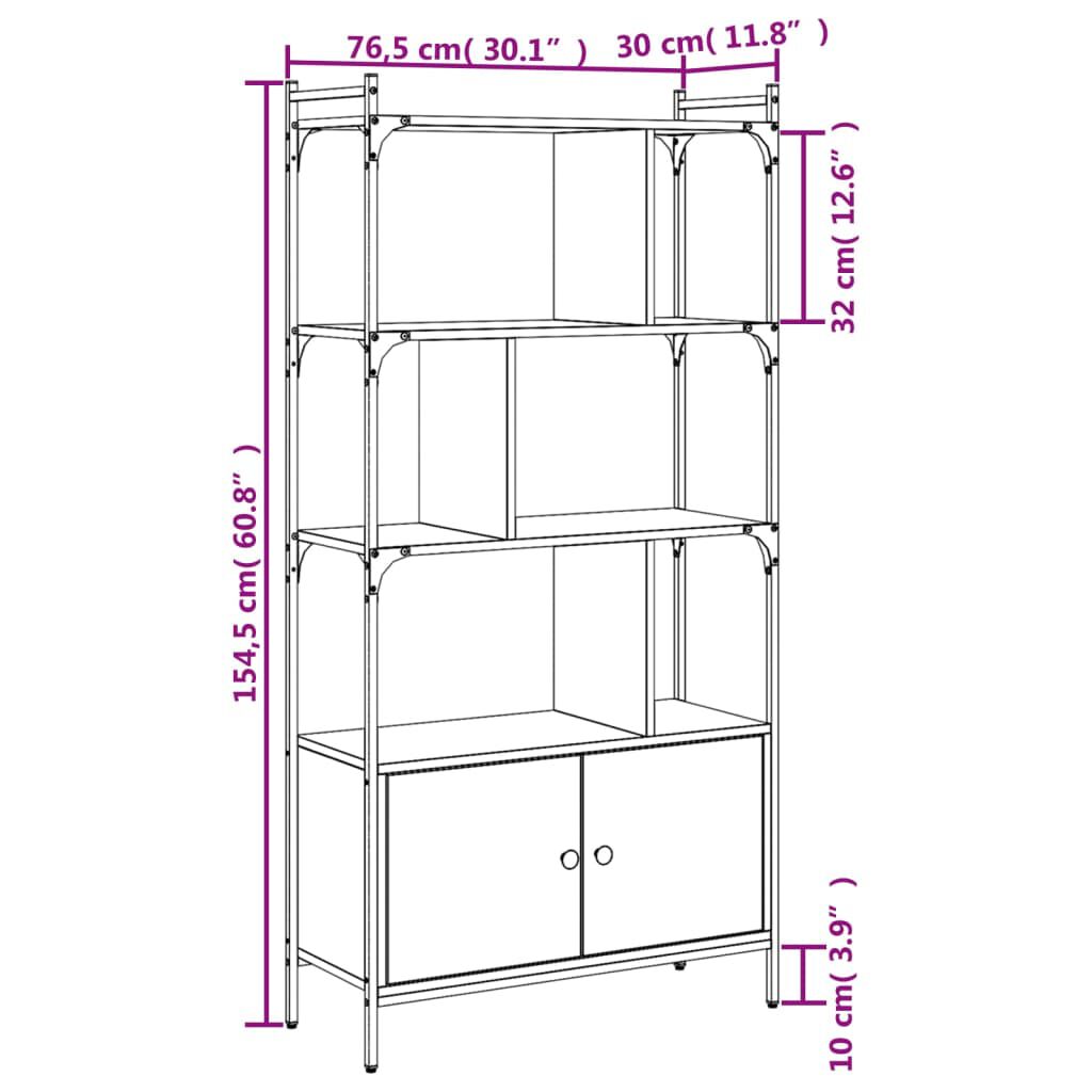 vidaXL Βιβλιοθήκη με Πόρτες Καπνιστή Δρυς 76,5x30x154,5 εκ. Επεξ. Ξύλο