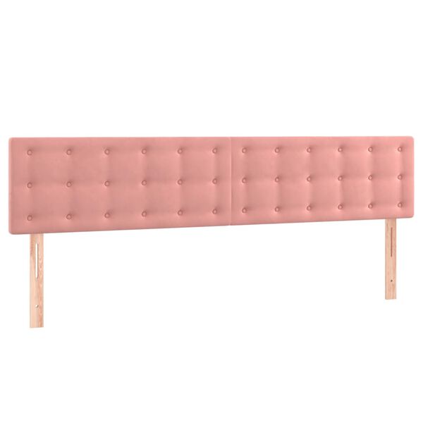 vidaXL Κρεβάτι Boxspring με Στρώμα & LED Ροζ 160x200 εκ. Βελούδινο